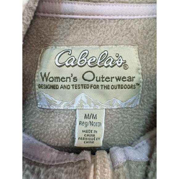 Cabelas Womens Outerwear Fleece Jacket Size M Beige Zip Pockets - Picture 3 of 13